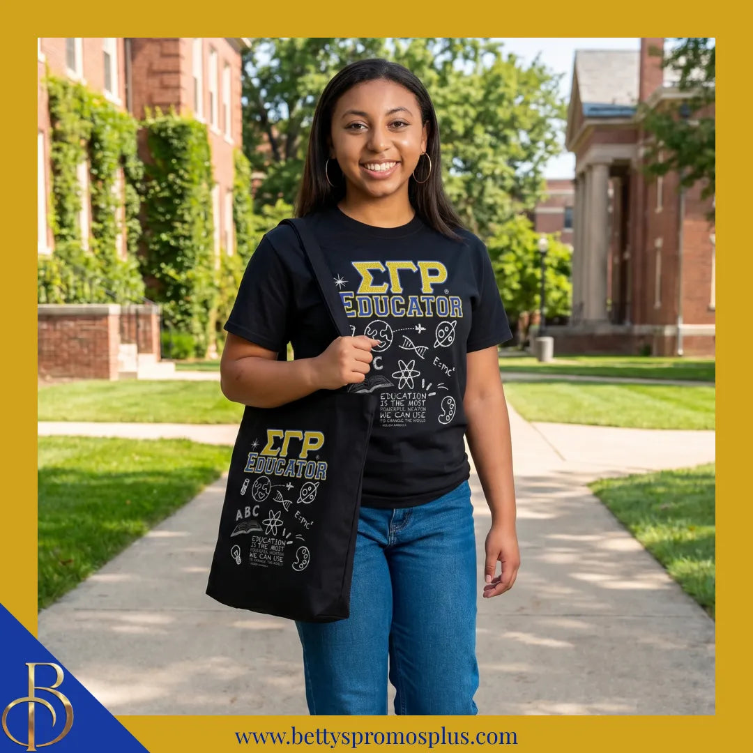 Sigma Gamma Rho Educator Screen Printed Tote Bag-Sigma Gamma Rho Paraphernalia-Sigma Gamma Rho Tote Bags-Betty's Promos Plus