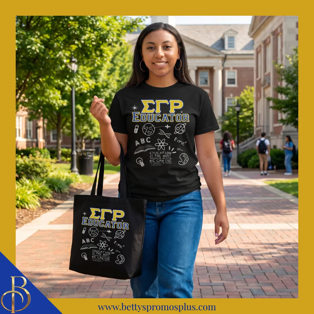 Sigma Gamma Rho Educator Screen Printed Tote Bag-Sigma Gamma Rho Paraphernalia-Sigma Gamma Rho Tote Bags-Betty's Promos Plus
