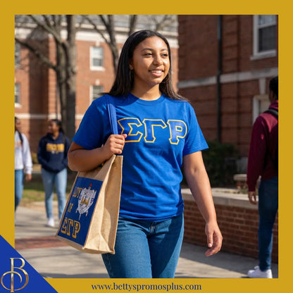 Sigma Gamma Rho Lady of ΣΓΡ Sorority Jute Bag-Sigma Gamma Rho Paraphernalia-Sigma Gamma Rho Purses-Betty's Promos Plus