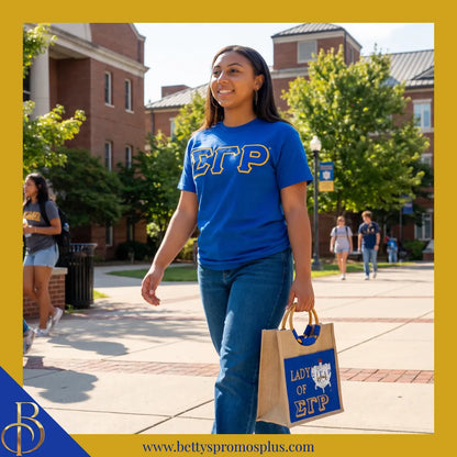 Sigma Gamma Rho Lady of ΣΓΡ Sorority Jute Bag-Sigma Gamma Rho Paraphernalia-Sigma Gamma Rho Purses-Betty's Promos Plus