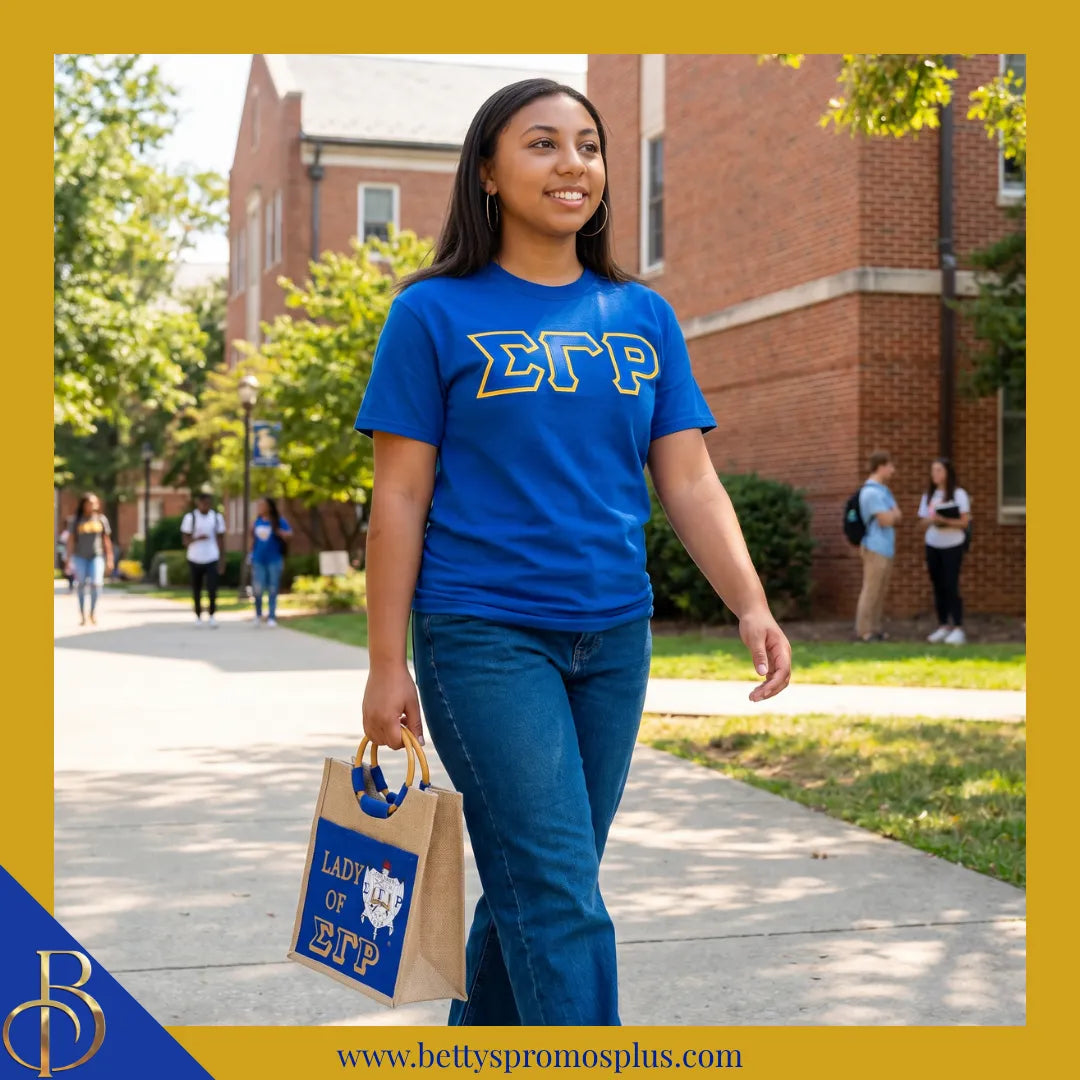 Sigma Gamma Rho Lady of ΣΓΡ Sorority Jute Bag-Sigma Gamma Rho Paraphernalia-Sigma Gamma Rho Purses-Betty's Promos Plus