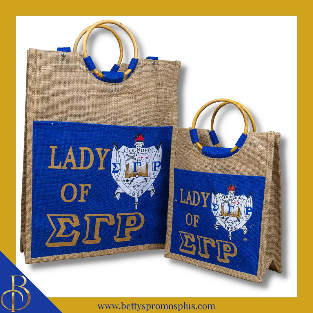 Sigma Gamma Rho Lady of ΣΓΡ Sorority Jute Bag-Sigma Gamma Rho Paraphernalia-Sigma Gamma Rho Purses-Betty's Promos Plus