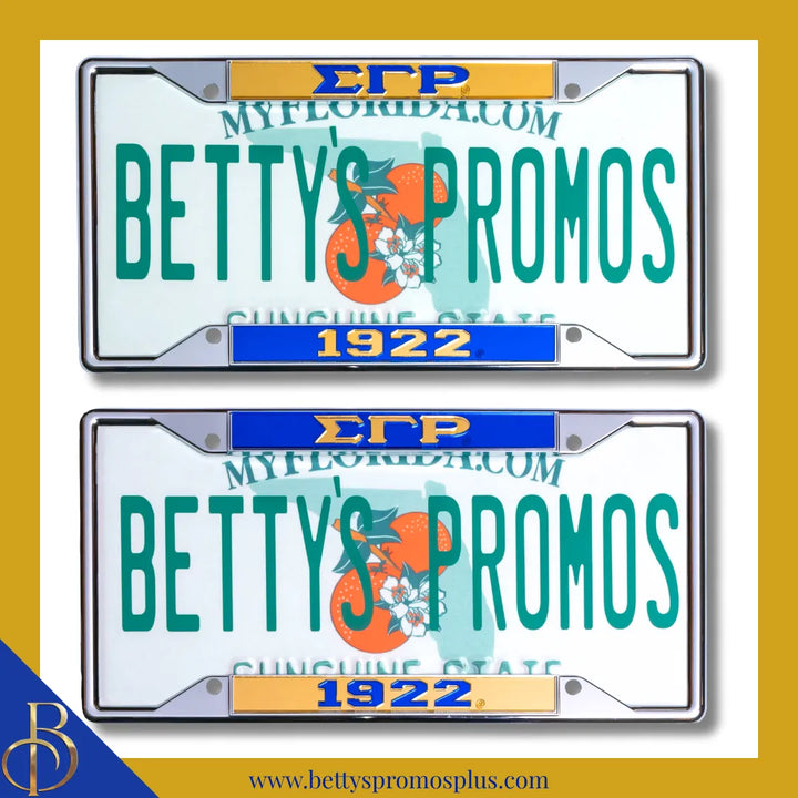 Sigma Gamma Rho ΣΓΡ 1922 Chrome Laser Engraved Mirrored Acrylic Auto Tag License Plate Frame