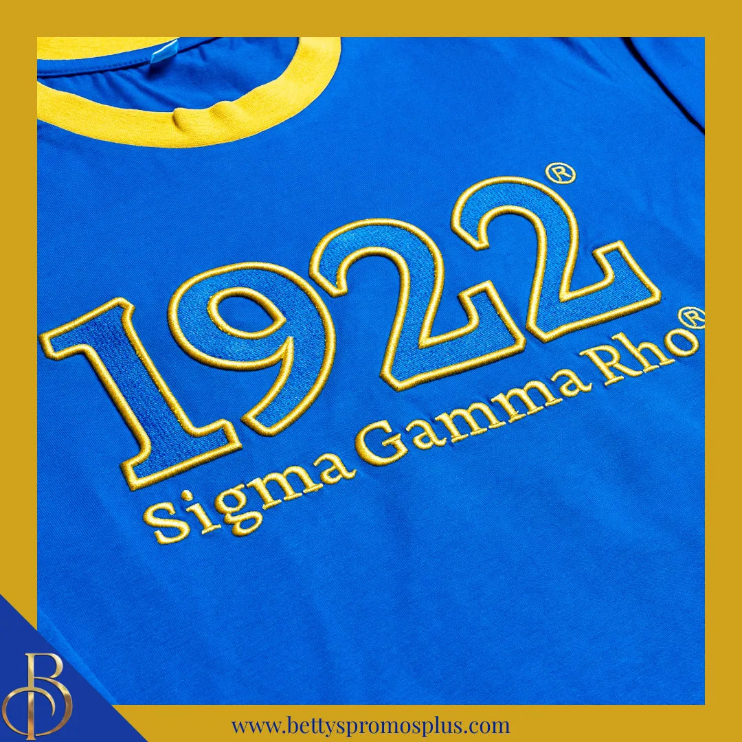 Sigma Gamma Rho ΣΓΡ 1922 Embroidered Long Sleeve T-Shirt-Sigma Gamma Rho Paraphernalia-Sigma Gamma Rho T-Shirts-Betty's Promos Plus