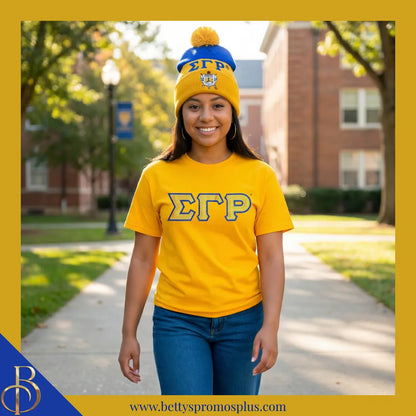 Sigma Gamma Rho ΣΓΡ 1922 Embroidered Shield Knit Crest Beanie-Sigma Gamma Rho Paraphernalia-Sigma Gamma Rho Hats-Betty's Promos Plus