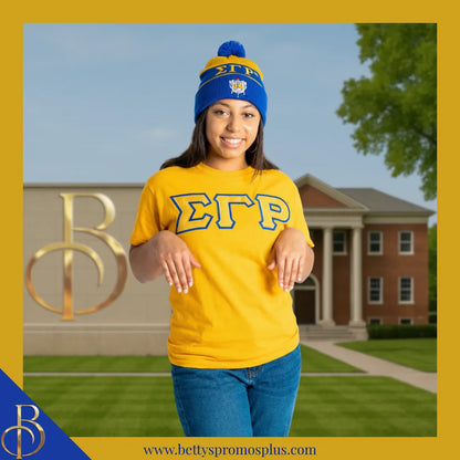Sigma Gamma Rho ΣΓΡ 1922 Embroidered Shield Knit Crest Beanie-Sigma Gamma Rho Paraphernalia-Sigma Gamma Rho Hats-Betty's Promos Plus