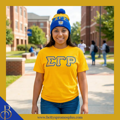 Sigma Gamma Rho ΣΓΡ 1922 Embroidered Shield Knit Crest Beanie-Sigma Gamma Rho Paraphernalia-Sigma Gamma Rho Hats-Betty's Promos Plus