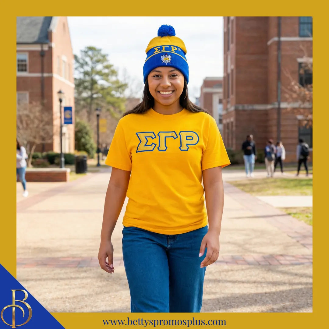 Sigma Gamma Rho ΣΓΡ 1922 Embroidered Shield Knit Crest Beanie-Sigma Gamma Rho Paraphernalia-Sigma Gamma Rho Hats-Betty's Promos Plus