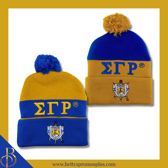 Sigma Gamma Rho ΣΓΡ 1922 Embroidered Shield Knit Crest Beanie-Sigma Gamma Rho Paraphernalia-Sigma Gamma Rho Hats-Betty's Promos Plus