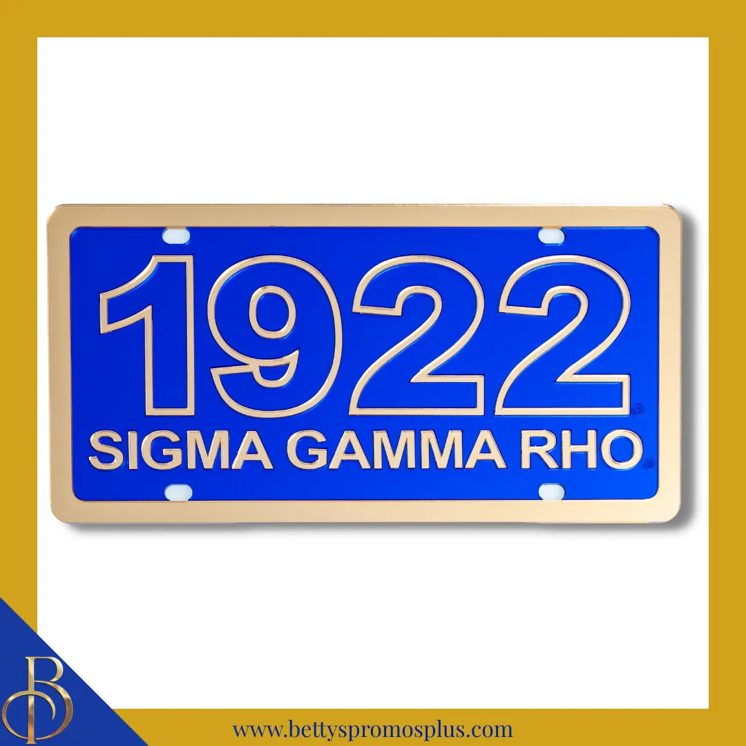 Sigma Gamma Rho ΣΓΡ 1922 with Sigma Gamma Rho Laser Engraved Mirrored Acrylic Auto Tag License Plate-Sigma Gamma Rho Paraphernalia-Sigma Gamma Rho Auto Tag-Betty's Promos Plus