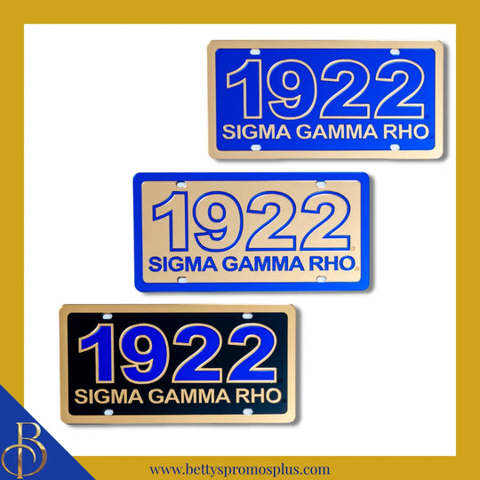 Sigma Gamma Rho ΣΓΡ 1922 with Sigma Gamma Rho Laser Engraved Mirrored Acrylic Auto Tag License Plate-Sigma Gamma Rho Paraphernalia-Sigma Gamma Rho Auto Tag-Betty's Promos Plus
