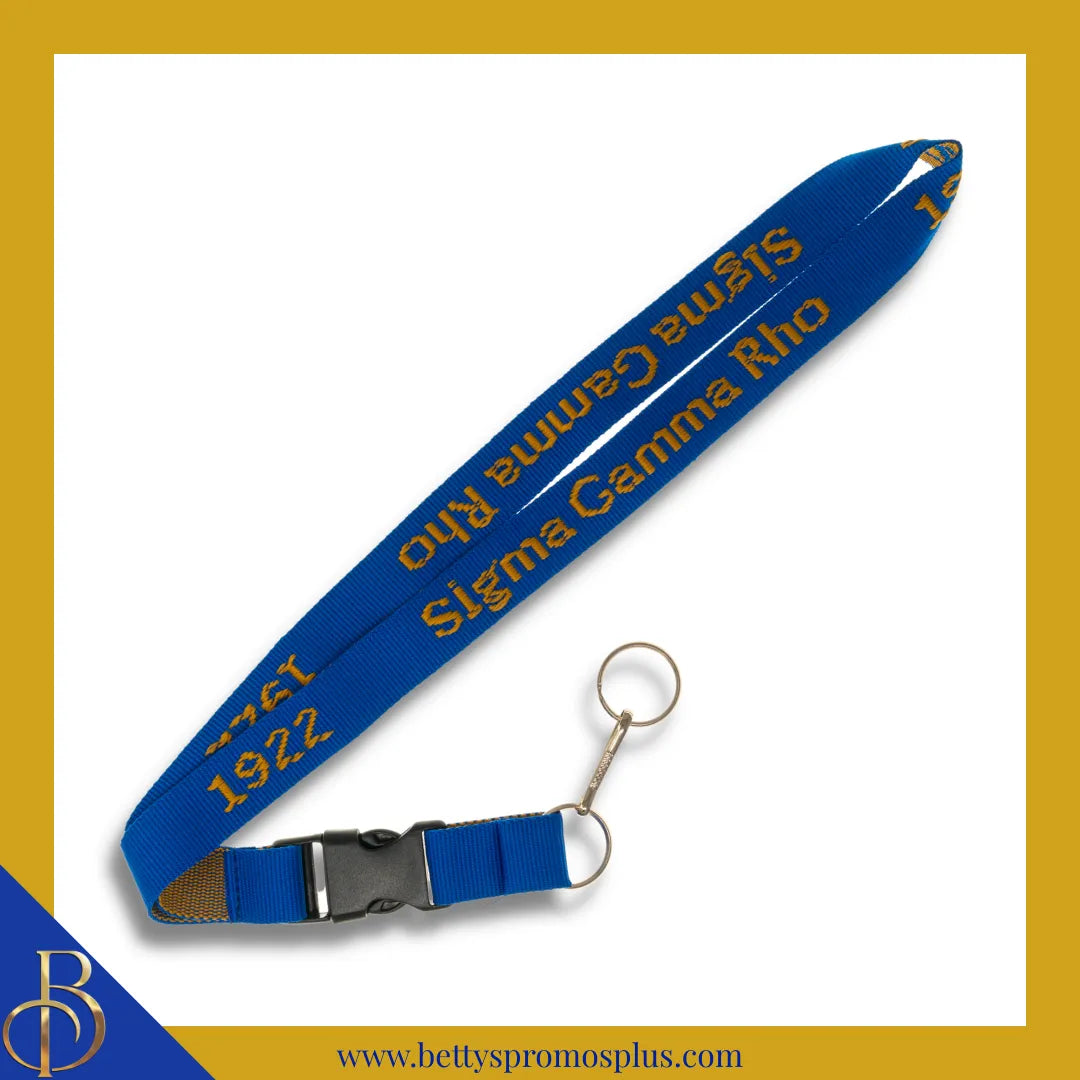 Sigma Gamma Rho ΣΓΡ 1922 Woven Embroidered Lanyard-Blue-Sigma Gamma Rho Paraphernalia-Sigma Gamma Rho Lanyards-Betty's Promos Plus