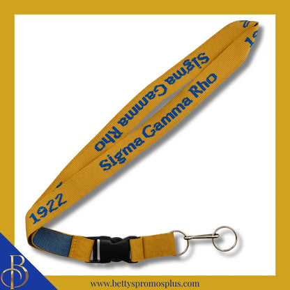 Sigma Gamma Rho ΣΓΡ 1922 Woven Embroidered Lanyard-Gold-Sigma Gamma Rho Paraphernalia-Sigma Gamma Rho Lanyards-Betty's Promos Plus