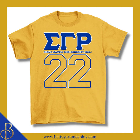 Sigma Gamma Rho ΣΓΡ 22 Screen Printed T-Shirt-Gold-Small-Sigma Gamma Rho Paraphernalia-Sigma Gamma Rho T-Shirts-Betty's Promos Plus