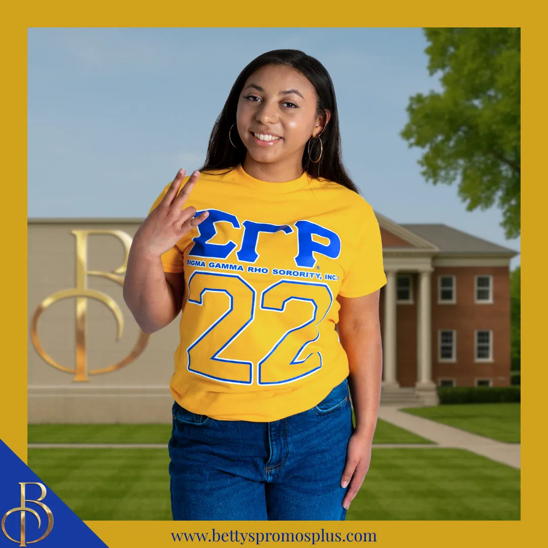 Sigma Gamma Rho ΣΓΡ 22 Screen Printed T-Shirt-Sigma Gamma Rho Paraphernalia-Sigma Gamma Rho T-Shirts-Betty's Promos Plus