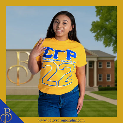 Sigma Gamma Rho ΣΓΡ 22 Screen Printed T-Shirt-Sigma Gamma Rho Paraphernalia-Sigma Gamma Rho T-Shirts-Betty's Promos Plus