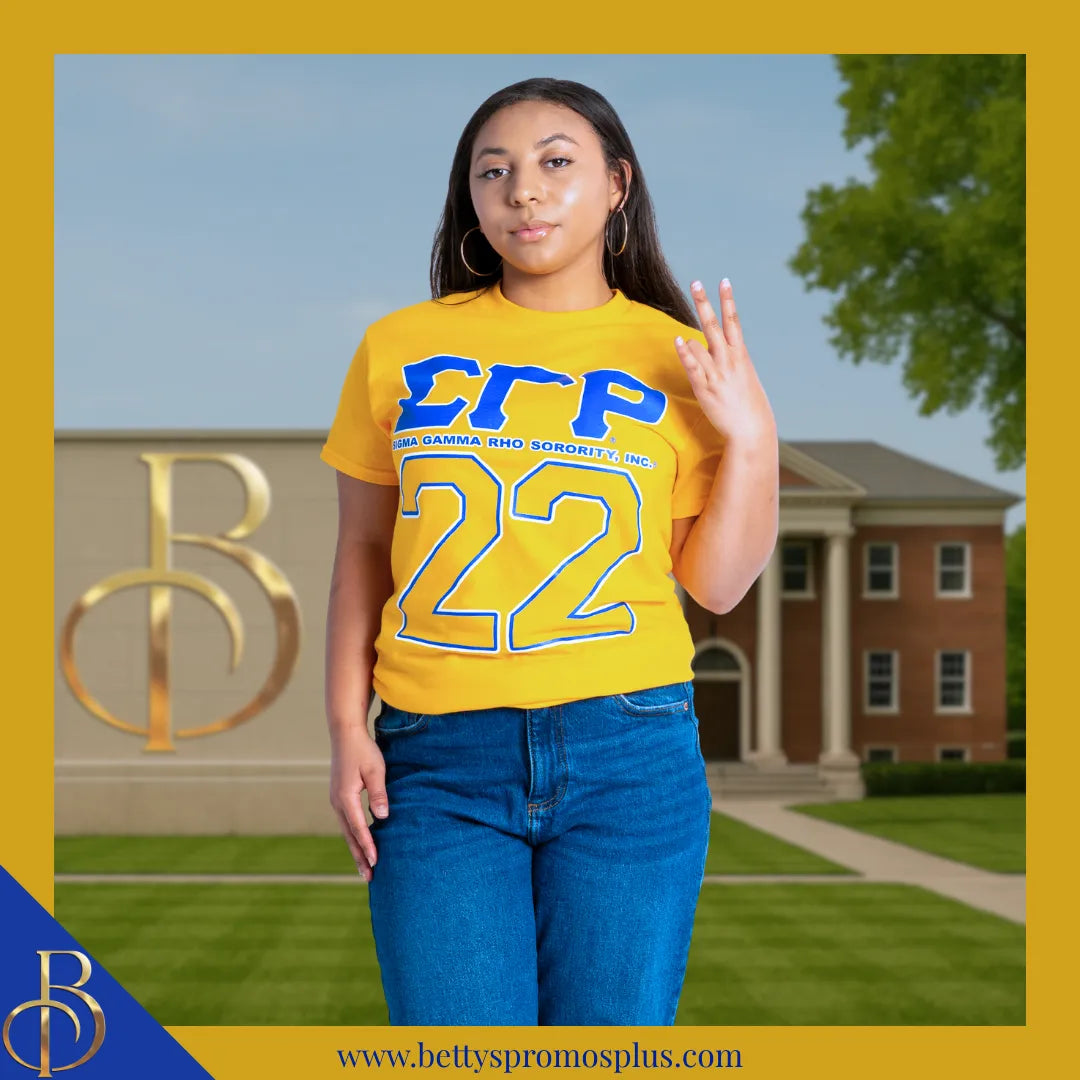 Sigma Gamma Rho ΣΓΡ 22 Screen Printed T-Shirt-Sigma Gamma Rho Paraphernalia-Sigma Gamma Rho T-Shirts-Betty's Promos Plus
