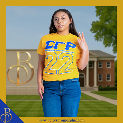 Sigma Gamma Rho ΣΓΡ 22 Screen Printed T-Shirt-Sigma Gamma Rho Paraphernalia-Sigma Gamma Rho T-Shirts-Betty's Promos Plus