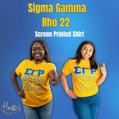 Sigma Gamma Rho ΣΓΡ 22 Screen Printed T-Shirt-Sigma Gamma Rho Paraphernalia-Sigma Gamma Rho T-Shirts-Betty's Promos Plus