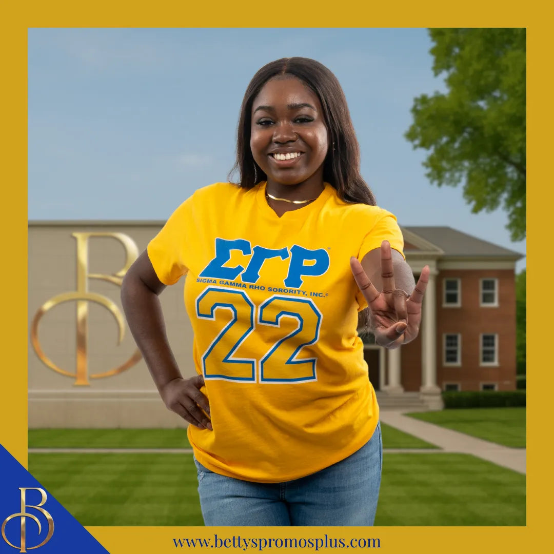 Sigma Gamma Rho ΣΓΡ 22 Screen Printed T-Shirt-Sigma Gamma Rho Paraphernalia-Sigma Gamma Rho T-Shirts-Betty's Promos Plus