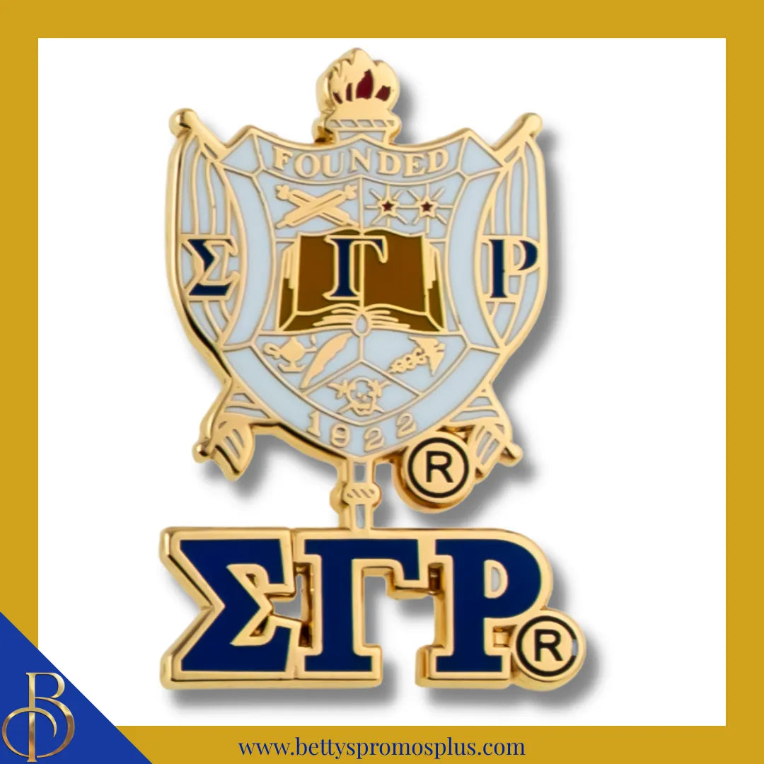 Sigma Gamma Rho ΣΓΡ 3D Color Shield with Letters Greek Sorority Lapel Pin-Sigma Gamma Rho Paraphernalia-Sigma Gamma Rho Lapel Pin-Betty's Promos Plus