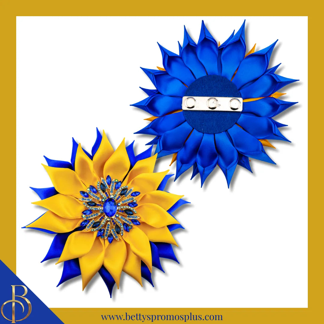 Sigma Gamma Rho ΣΓΡ Blue Gemstones Silk Flower Brooch-Sigma Gamma Rho Paraphernalia-Sigma Gamma Rho Lapel Pin-Betty's Promos Plus