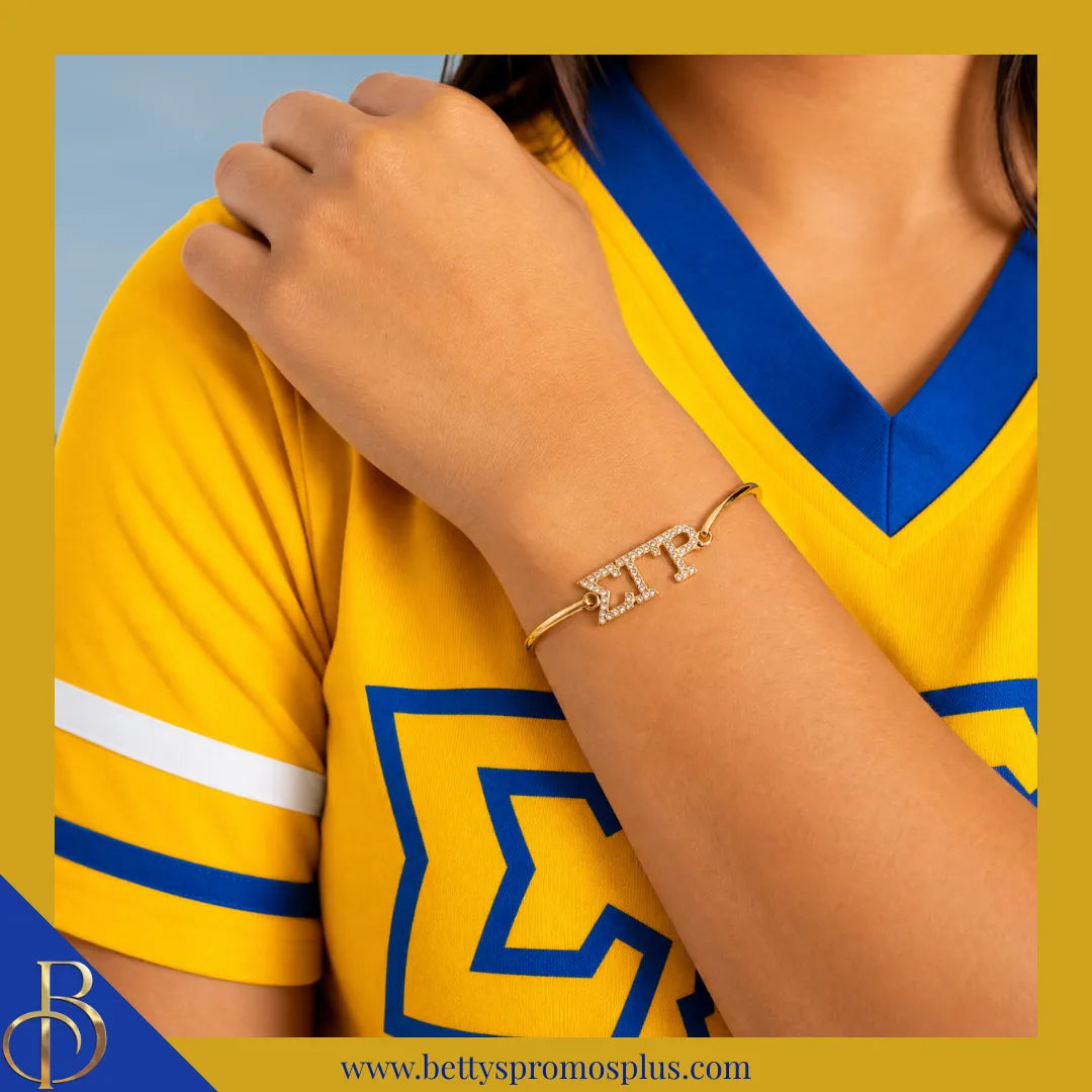 Sigma Gamma Rho ΣΓΡ Bracelet with Rhinestone Letters-Sigma Gamma Rho Paraphernalia-Sigma Gamma Rho Bracelet-Betty's Promos Plus