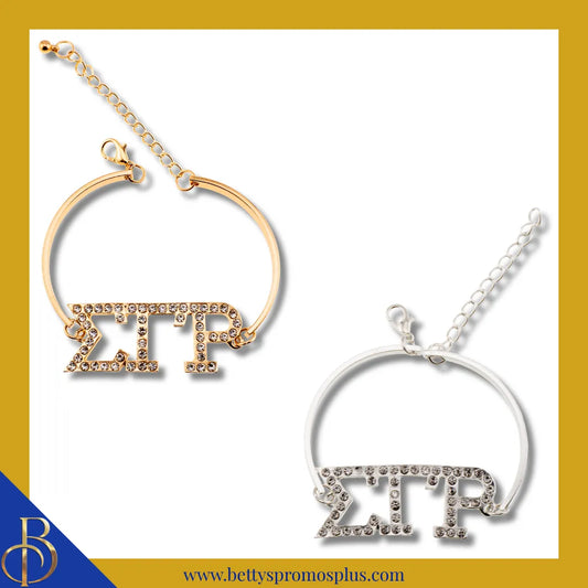 Sigma Gamma Rho ΣΓΡ Bracelet with Rhinestone Letters-Sigma Gamma Rho Paraphernalia-Sigma Gamma Rho Bracelet-Betty's Promos Plus