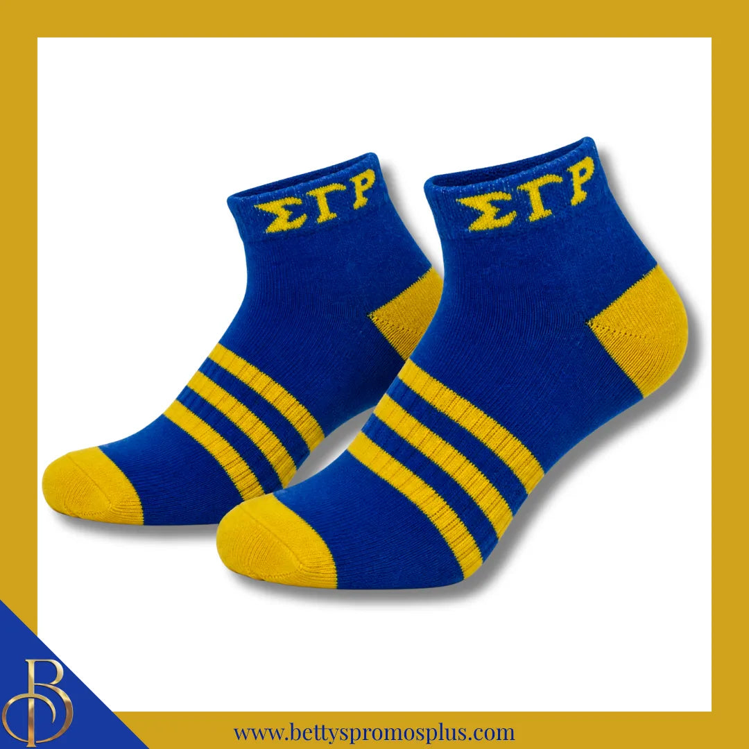 Sigma Gamma Rho ΣΓΡ Breathable Ankle Socks with Arch Support-Blue-Sigma Gamma Rho Paraphernalia-Sigma Gamma Rho Socks-Betty's Promos Plus