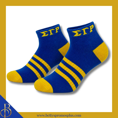 Sigma Gamma Rho ΣΓΡ Breathable Ankle Socks with Arch Support-Blue-Sigma Gamma Rho Paraphernalia-Sigma Gamma Rho Socks-Betty's Promos Plus
