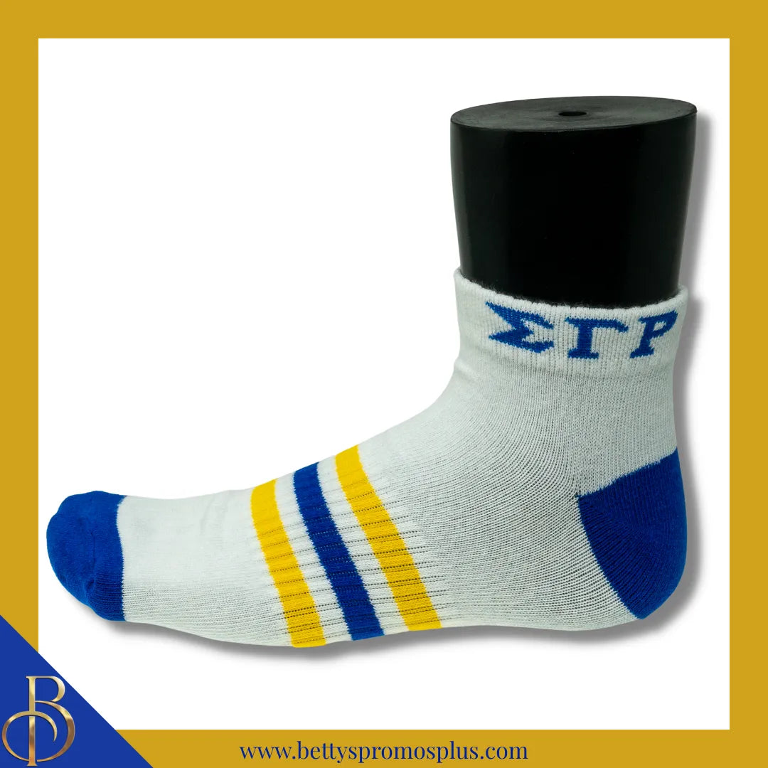 Sigma Gamma Rho ΣΓΡ Breathable Ankle Socks with Arch Support-White-Sigma Gamma Rho Paraphernalia-Sigma Gamma Rho Socks-Betty's Promos Plus