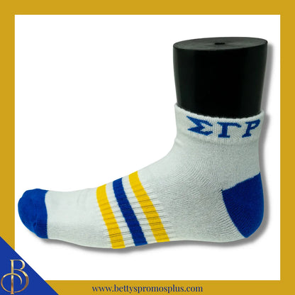 Sigma Gamma Rho ΣΓΡ Breathable Ankle Socks with Arch Support-White-Sigma Gamma Rho Paraphernalia-Sigma Gamma Rho Socks-Betty's Promos Plus
