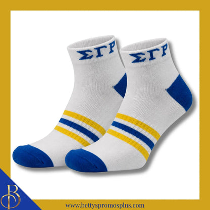 Sigma Gamma Rho ΣΓΡ Breathable Ankle Socks with Arch Support-White-Sigma Gamma Rho Paraphernalia-Sigma Gamma Rho Socks-Betty's Promos Plus