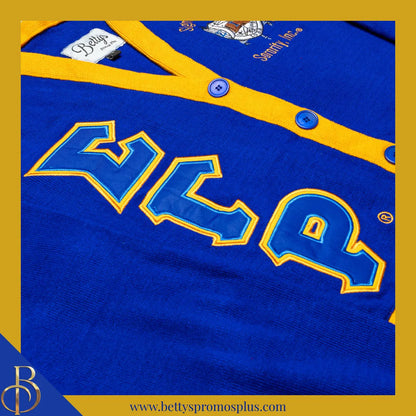Sigma Gamma Rho ΣΓΡ Cardigan Sweater with Double Stitched Twill Embroidered Letters & ΣΓΡ Shield-Sigma Gamma Rho Paraphernalia-Sigma Gamma Rho Sweaters-Betty's Promos Plus