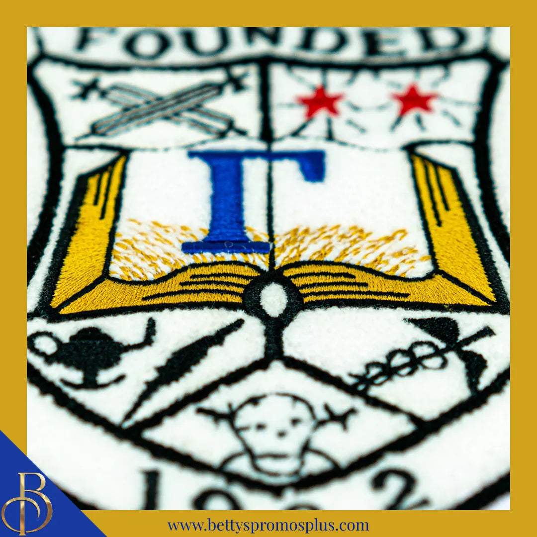 Sigma Gamma Rho ΣΓΡ Chenille Shield with Gold Background Embroidery Patch-Sigma Gamma Rho Paraphernalia-Sigma Gamma Rho Patch-Betty's Promos Plus