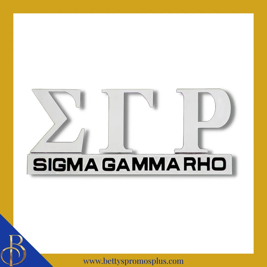 Sigma Gamma Rho ΣΓΡ Chrome Car Badge Auto Emblem Sticker Decal-Silver-Sigma Gamma Rho Paraphernalia-Sigma Gamma Rho Auto Decal-Betty's Promos Plus