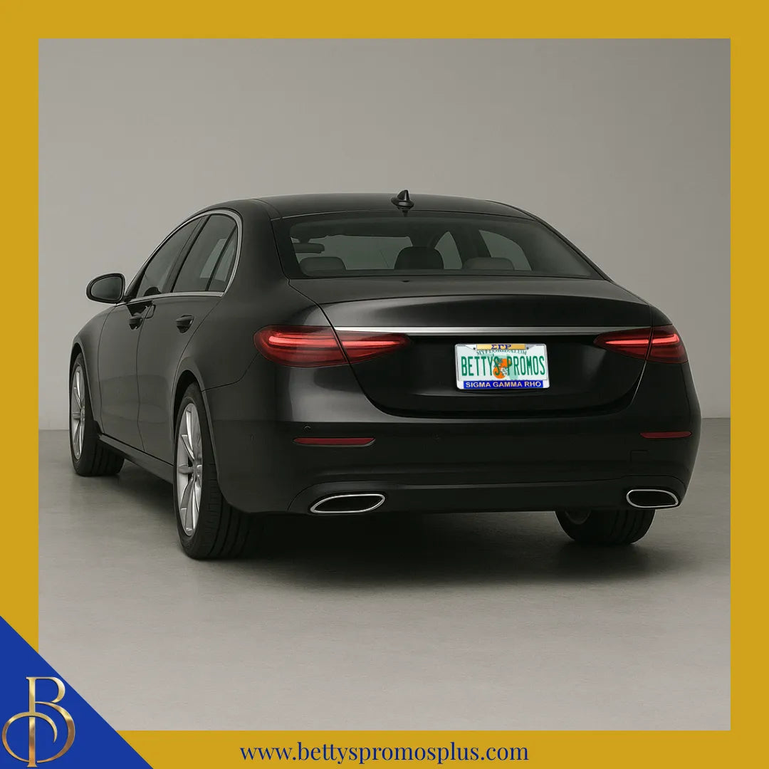 Sigma Gamma Rho ΣΓΡ Chrome Laser Engraved Mirrored Acrylic License Plate Frame-Sigma Gamma Rho Paraphernalia-Sigma Gamma Rho Auto Tag Frame-Betty's Promos Plus