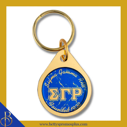 Sigma Gamma Rho ΣΓΡ Circular Acrylic Keychain with Shield or Greek Letters-Gold-ΣΓΡ-Sigma Gamma Rho Paraphernalia-Sigma Gamma Rho Keychain-Betty's Promos Plus
