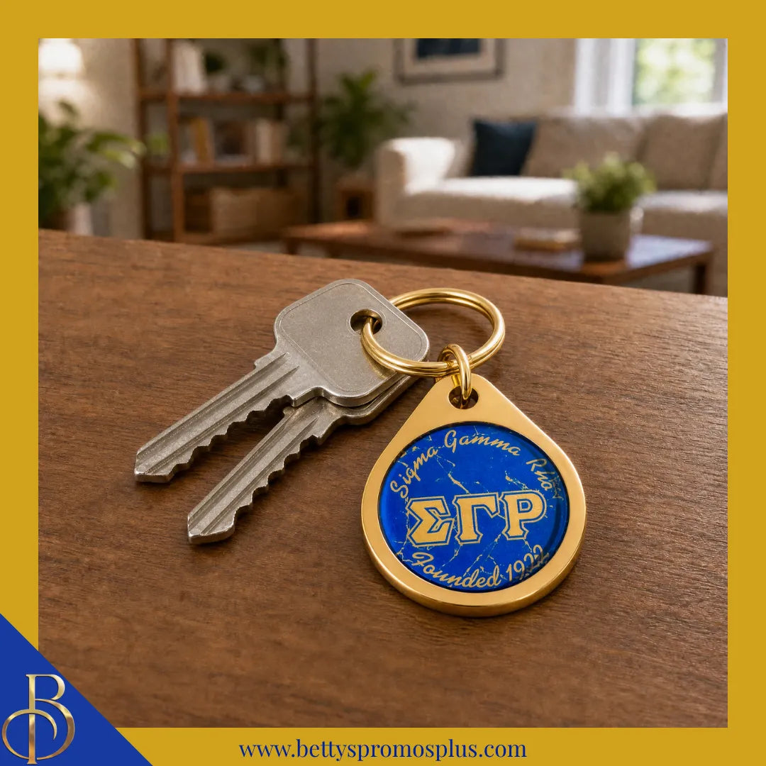 Sigma Gamma Rho ΣΓΡ Circular Acrylic Keychain with Shield or Greek Letters-Sigma Gamma Rho Paraphernalia-Sigma Gamma Rho Keychain-Betty's Promos Plus