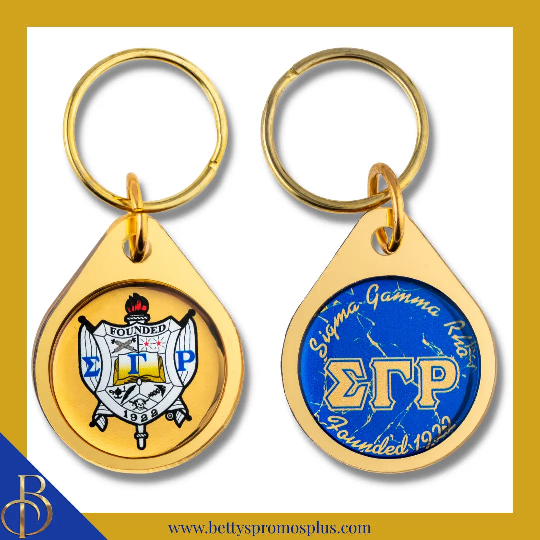 Sigma Gamma Rho ΣΓΡ Circular Acrylic Keychain with Shield or Greek Letters-Sigma Gamma Rho Paraphernalia-Sigma Gamma Rho Keychain-Betty's Promos Plus