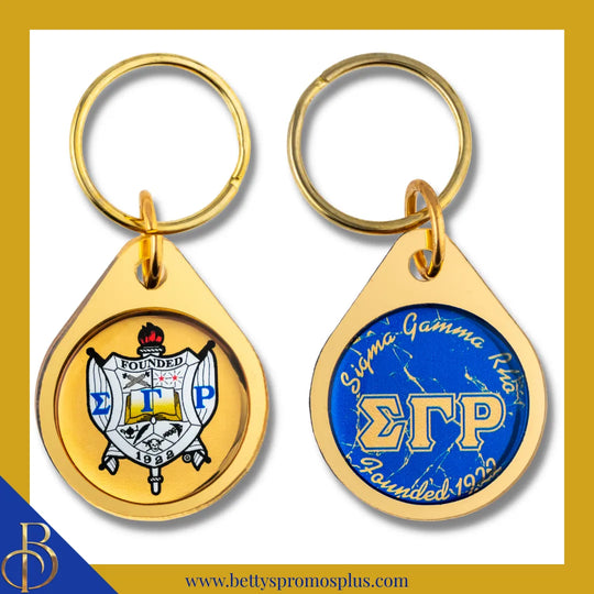Sigma Gamma Rho ΣΓΡ Circular Acrylic Keychain with Shield or Greek Letters-Sigma Gamma Rho Paraphernalia-Sigma Gamma Rho Keychain-Betty's Promos Plus