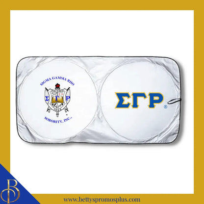 Sigma Gamma Rho ΣΓΡ Collapsible Car Sun Shade with Pouch-Blue-Sigma Gamma Rho Paraphernalia-Sigma Gamma Rho Car Shade-Betty's Promos Plus