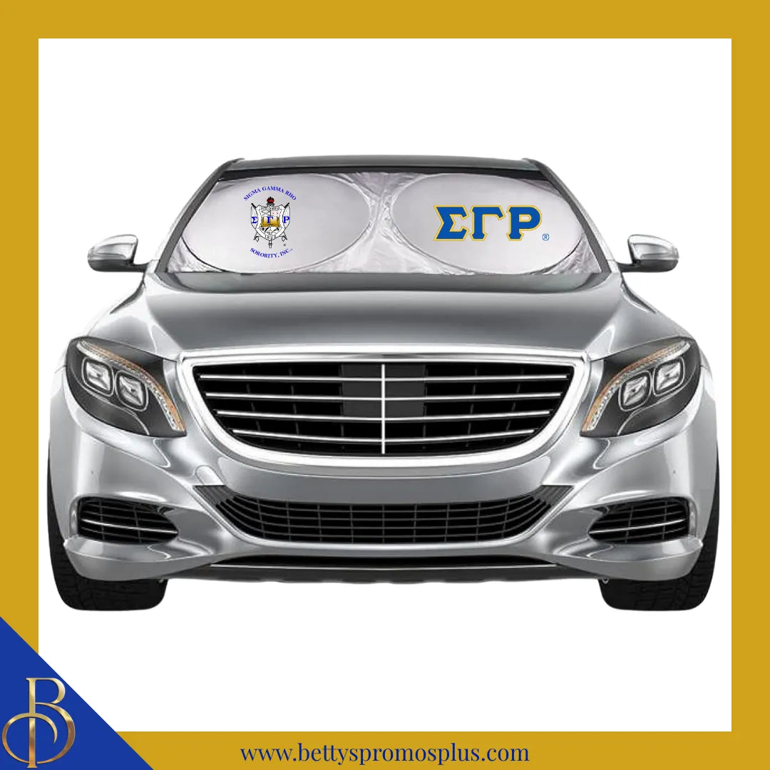 Sigma Gamma Rho ΣΓΡ Collapsible Car Sun Shade with Pouch-Sigma Gamma Rho Paraphernalia-Sigma Gamma Rho Car Shade-Betty's Promos Plus