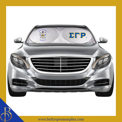 Sigma Gamma Rho ΣΓΡ Collapsible Car Sun Shade with Pouch-Sigma Gamma Rho Paraphernalia-Sigma Gamma Rho Car Shade-Betty's Promos Plus