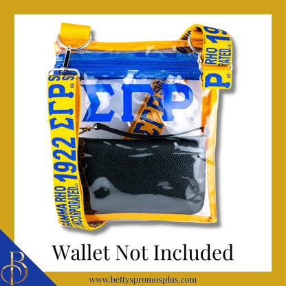 Sigma Gamma Rho ΣΓΡ Cross Body Clear Stadium Bag-Sigma Gamma Rho Paraphernalia-Sigma Gamma Rho Stadium Bag-Betty's Promos Plus