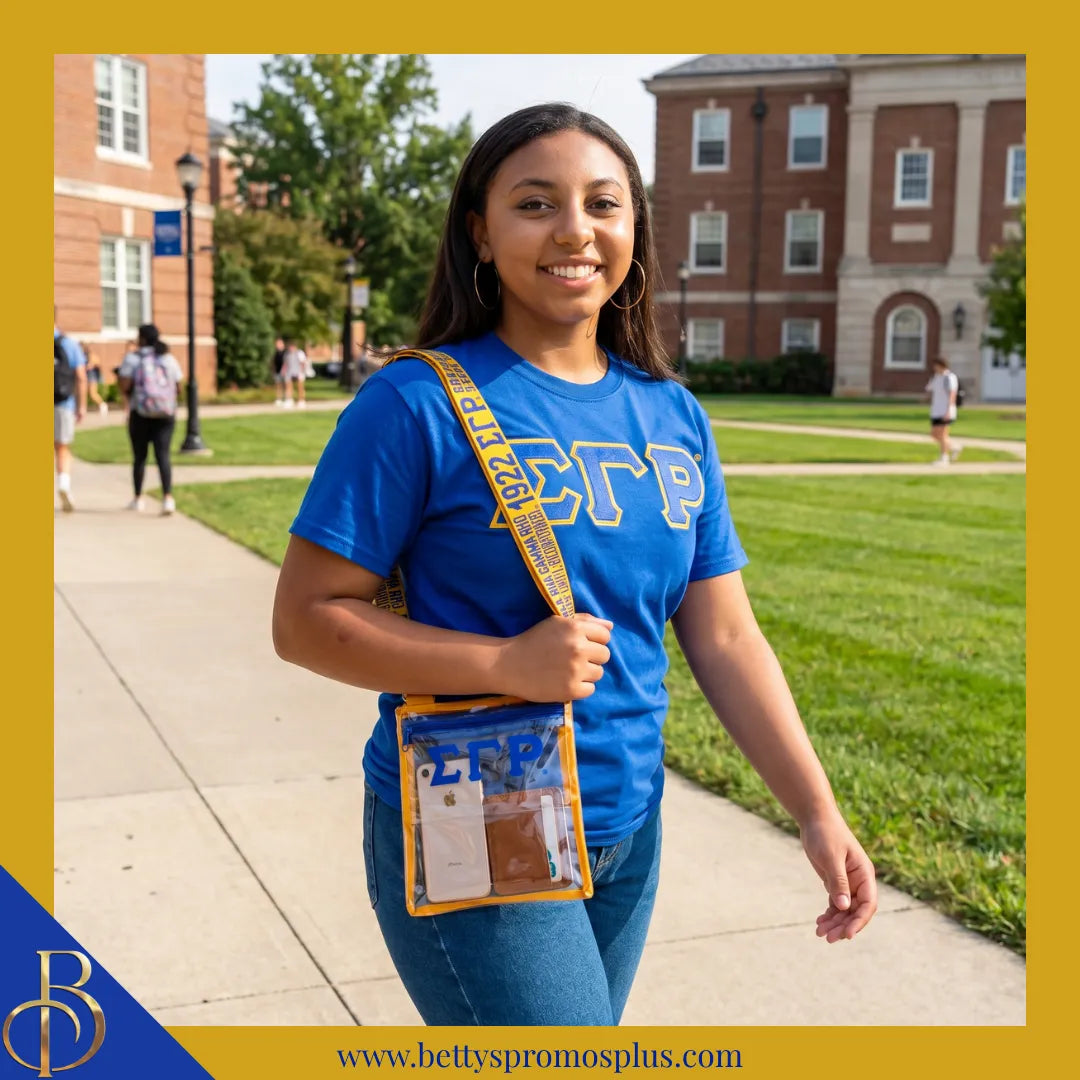 Sigma Gamma Rho ΣΓΡ Cross Body Clear Stadium Bag-Sigma Gamma Rho Paraphernalia-Sigma Gamma Rho Stadium Bag-Betty's Promos Plus
