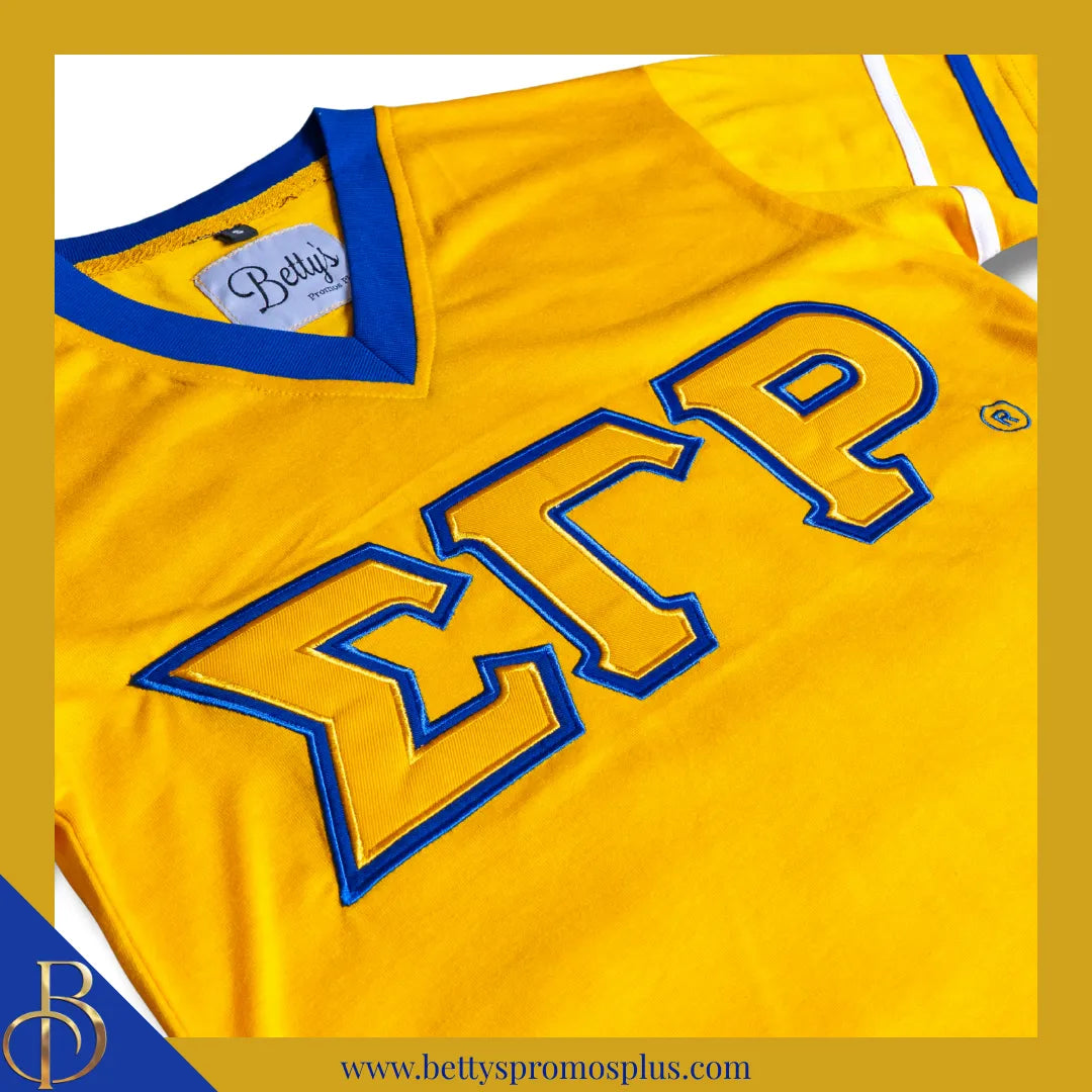 Sigma Gamma Rho ΣΓΡ Double Stitched Appliqué Embroidered Jersey T-Shirt-Sigma Gamma Rho Paraphernalia-Sigma Gamma Rho T-Shirts-Betty's Promos Plus