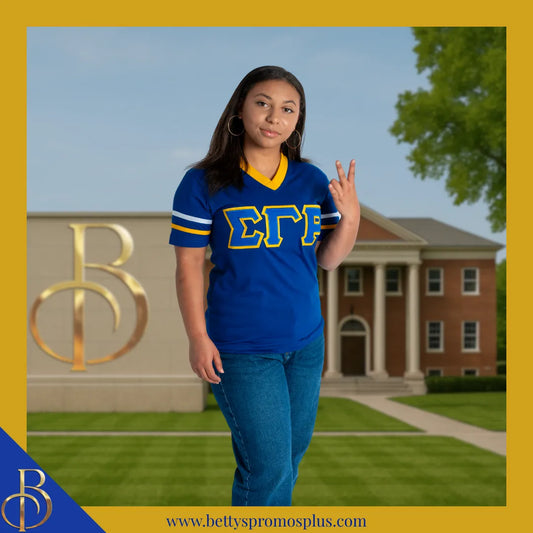 Sigma Gamma Rho ΣΓΡ Double Stitched Appliqué Embroidered Jersey T-Shirt-Sigma Gamma Rho Paraphernalia-Sigma Gamma Rho T-Shirts-Betty's Promos Plus