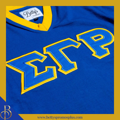 Sigma Gamma Rho ΣΓΡ Double Stitched Appliqué Embroidered Jersey T-Shirt-Sigma Gamma Rho Paraphernalia-Sigma Gamma Rho T-Shirts-Betty's Promos Plus