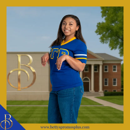 Sigma Gamma Rho ΣΓΡ Double Stitched Appliqué Embroidered Jersey T-Shirt-Sigma Gamma Rho Paraphernalia-Sigma Gamma Rho T-Shirts-Betty's Promos Plus